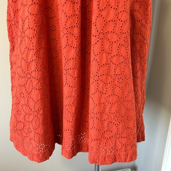 MADEWELL Eyelet Ruffle Sleeve Mini Dress Fresh Chili Orange Cap Sleeve Sz L - Picture 5 of 16
